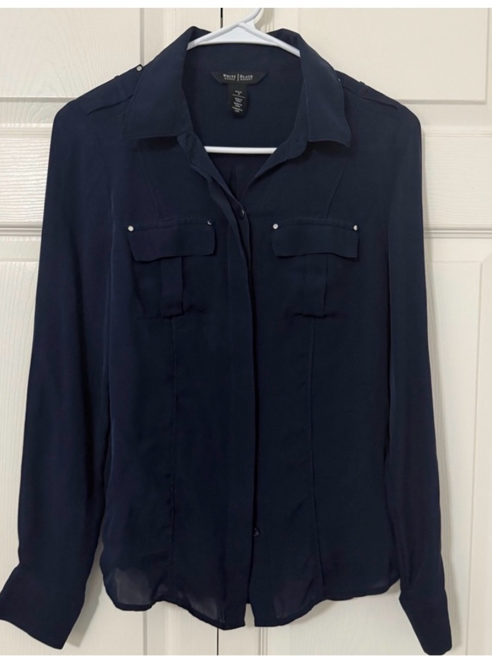 White House Black Market Navy Button Down Shirt